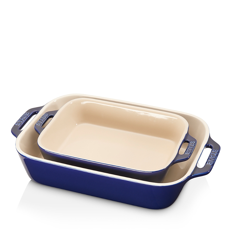 Staub Ceramic 2-piece Rectangular Baking Dish Set In Blue