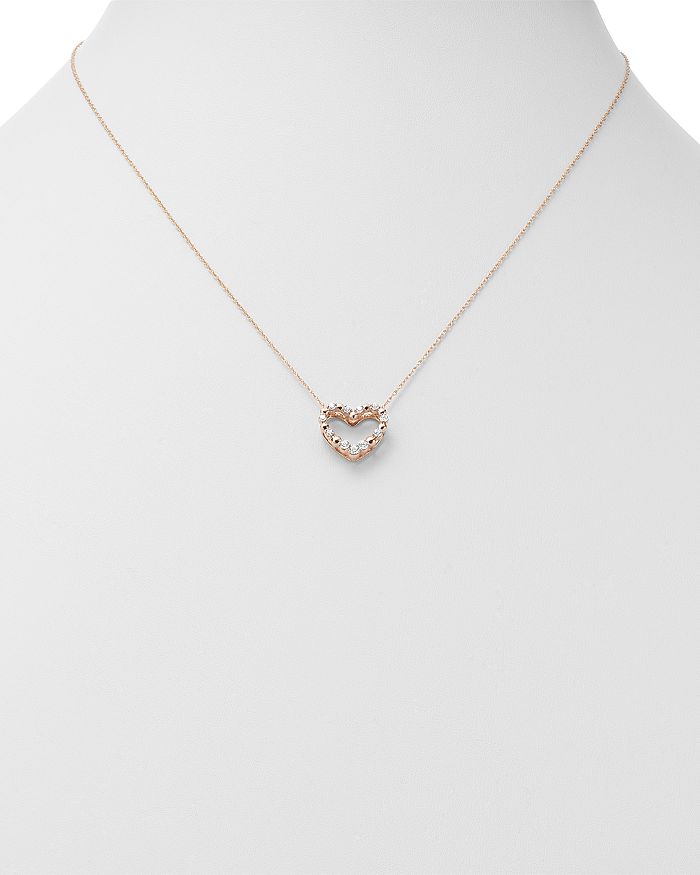 Shop Bloomingdale's Diamond Heart Pendant Necklace In 14k Rose Gold, 0.20 Ct. T.w. - 100% Exclusive In White/rose