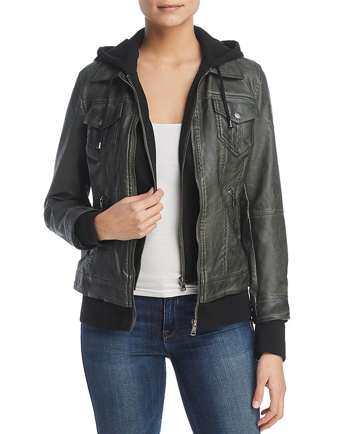 Bagatelle hooded leather jacket shop