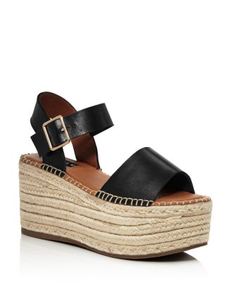AQUA Womens Black Cushioned Studded Ayden Open Toe Platform Slip On Leather Espadrille Shoes M