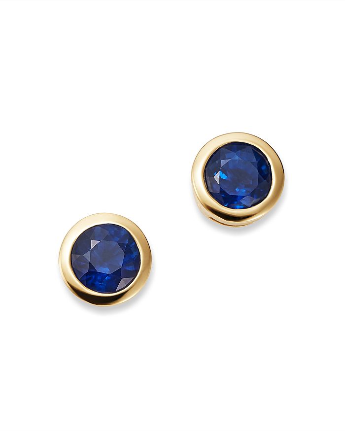 Bloomingdale's Sapphire Bezel Stud Earrings In 14k Yellow Gold - 100% Exclusive In Blue/gold