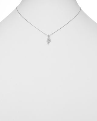 Diamond Music Note Pendant Necklace in 14K White Gold, 0.075 tcw  