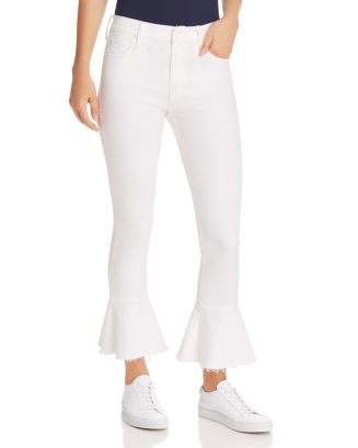 Mother hotsell Cha Cha Fray White Flare Ruffle Hem Jeans Glass Slipper High Rise Crop 32