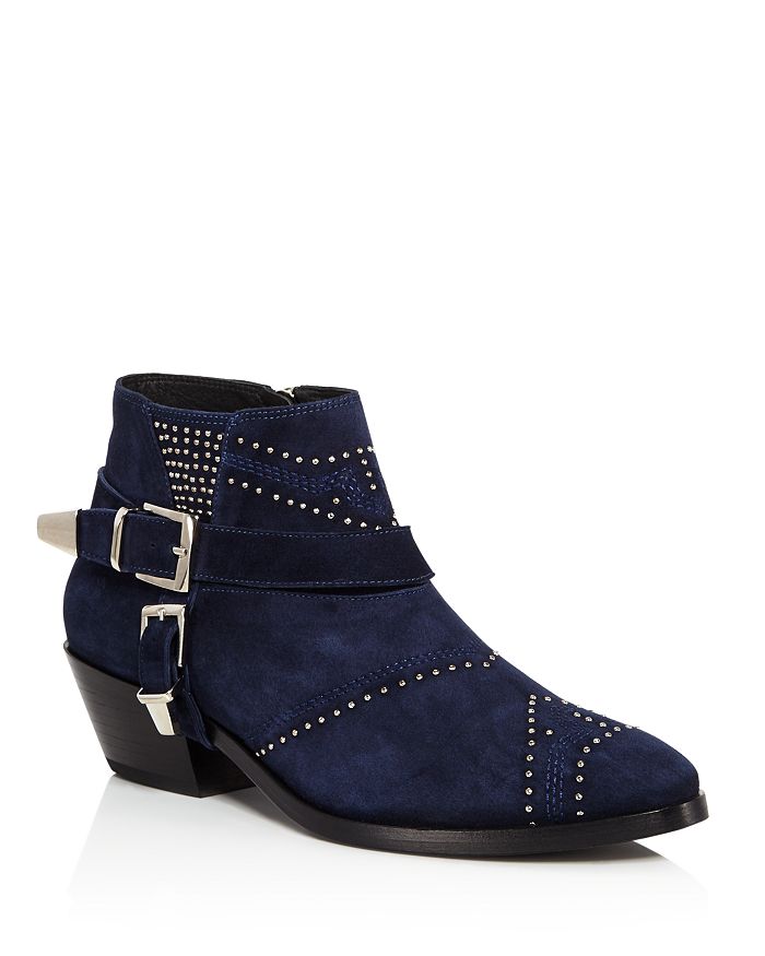 Anine Bing Women s Bianca Studded Suede Mid Heel Booties Bloomingdale s