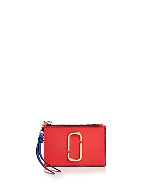 Marc Jacobs Snapshot Color-block Textured-leather Wallet In Poppy Red Multi/gold