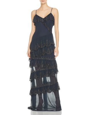 Haute Hippie Socialite Tiered Ruffled Silk Gown Bloomingdale s