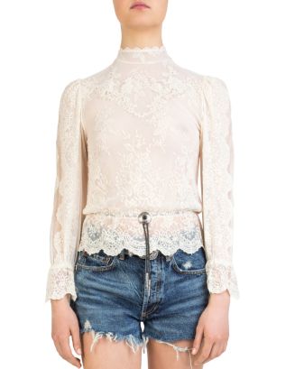The Kooples Bolo Detail Lace Top | Bloomingdale's