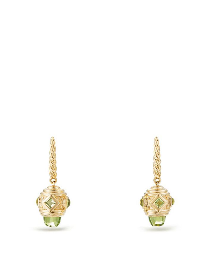 David Yurman Renaissance Drop Earrings With Peridot In 18k Gold In Green/gold