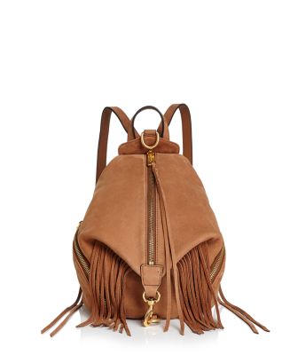 B38 REBECCA MINKOFF Julian Leather Backpack Fringe Maroon 15.5\