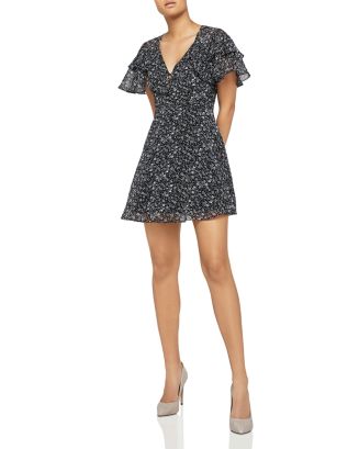 BCBGeneration Floral Sheer Diamond Pleat Sexy Cocktail Skater Dress main image 0
