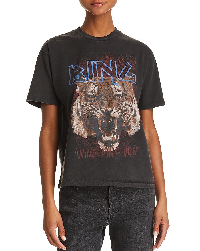 Shop Anine Bing Tiger Graphic Tee In Black
