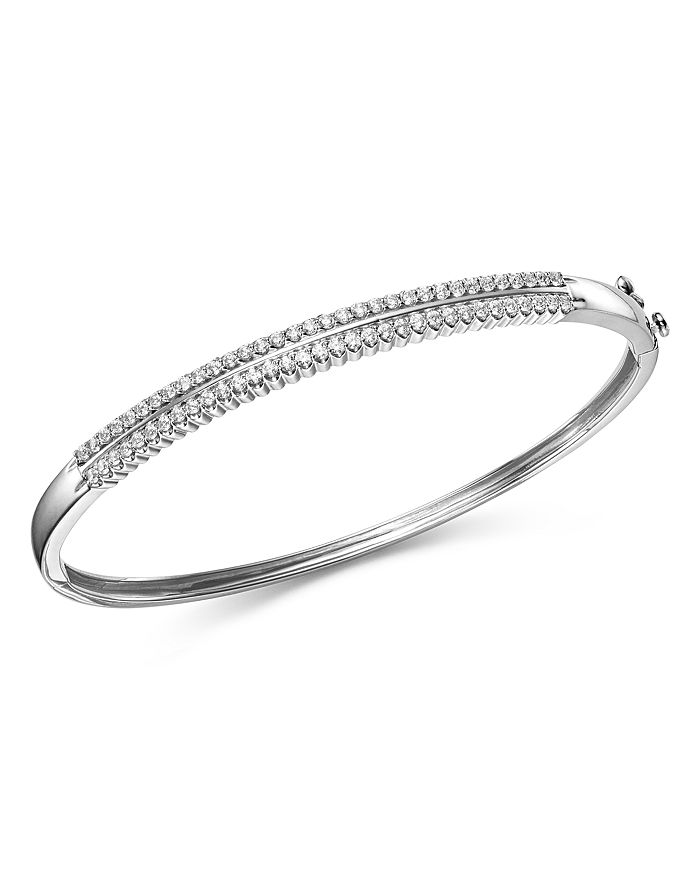 Bloomingdale's Diamond Double Row Bangle In 14k White Gold, 1.0 Ct. T.w. - 100% Exclusive
