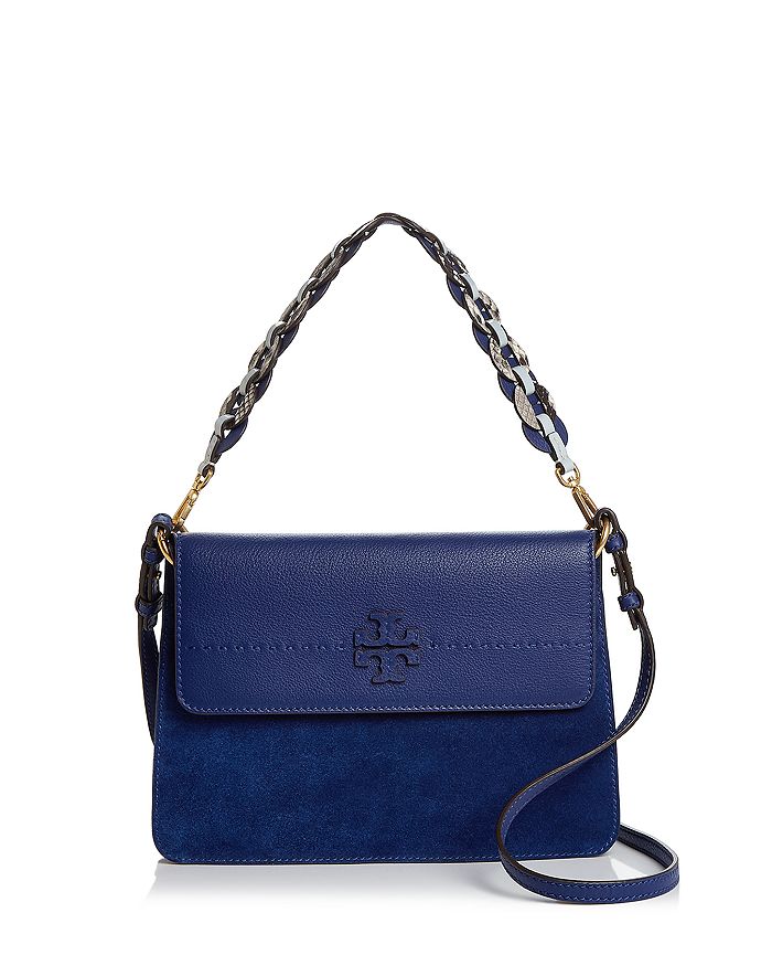 Tory Burch McGraw Suede & Leather Mixed Strap Shoulder Bag | Bloomingdale's