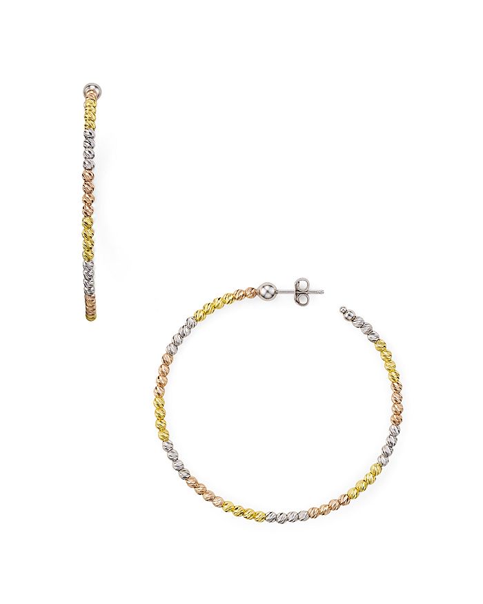 Officina Bernardi Moon Bead Tricolor Medium Hoop Earrings In Multi