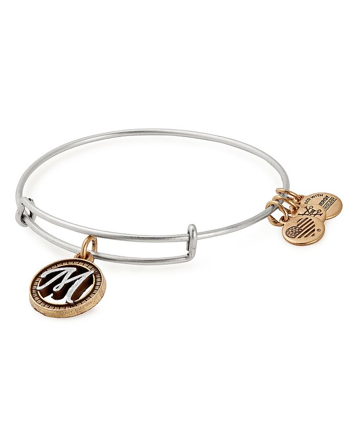 Alex And Ani Initial Two-tone Expandable Bracelet In Silver/m