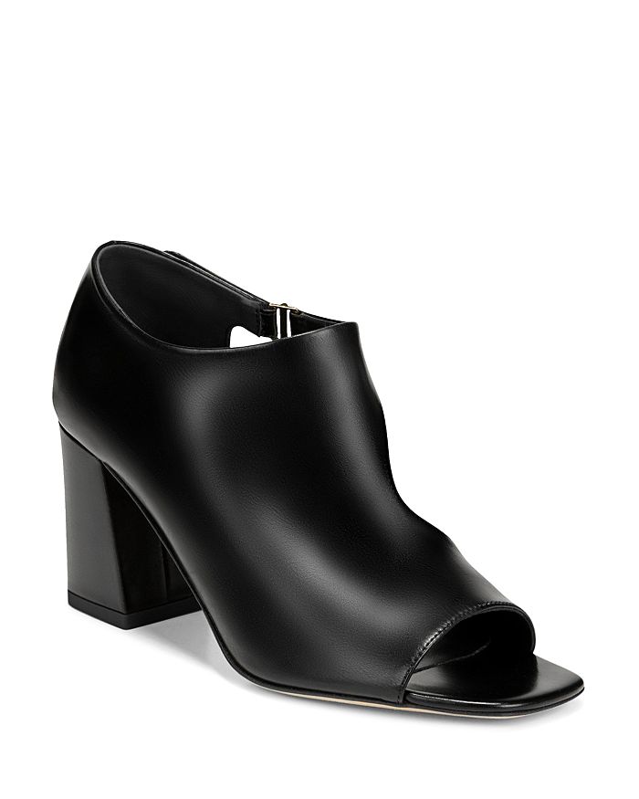 Via Spiga Women's Eladine Open Toe Block-heel Booties In Black Leather