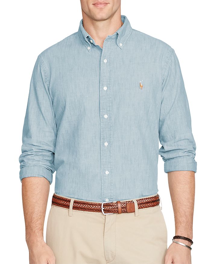 Polo Ralph Lauren Classic Fit Long Sleeve Chambray Cotton Button Down ...