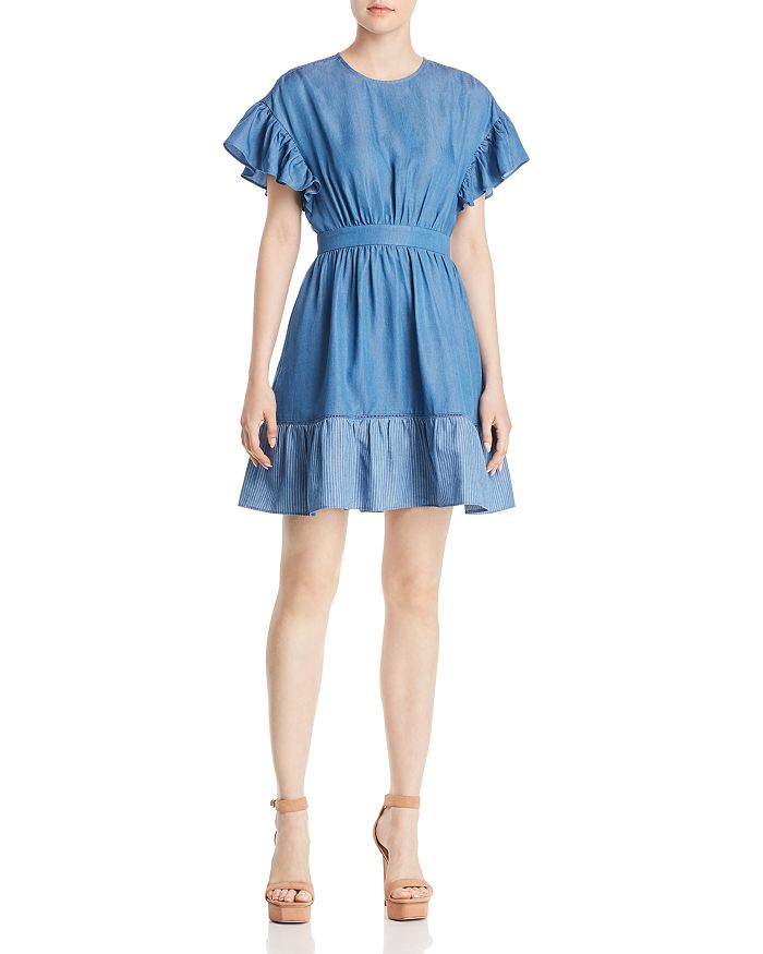 Kate spade chambray ruffle outlet dress
