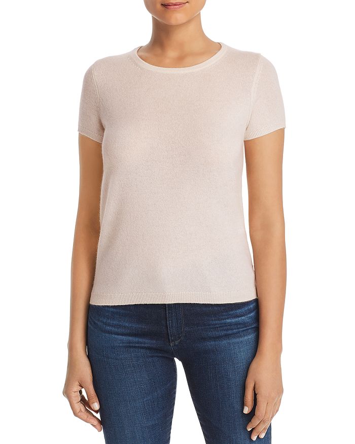 C By Bloomingdale's Short-sleeve Cashmere Sweater - 100% Exclusive In Petal Pink