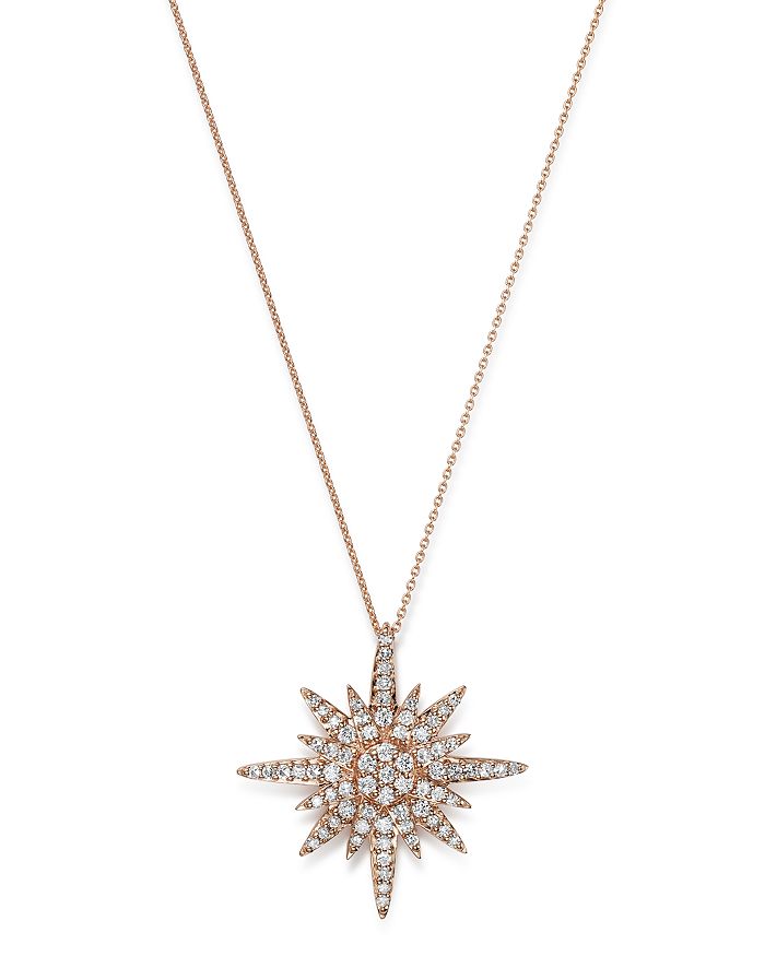 Bloomingdale's Diamond Starburst Pendant Necklace In 14k Rose Gold, 0.50 Ct. T.w. - 100% Exclusive In White/rose Gold