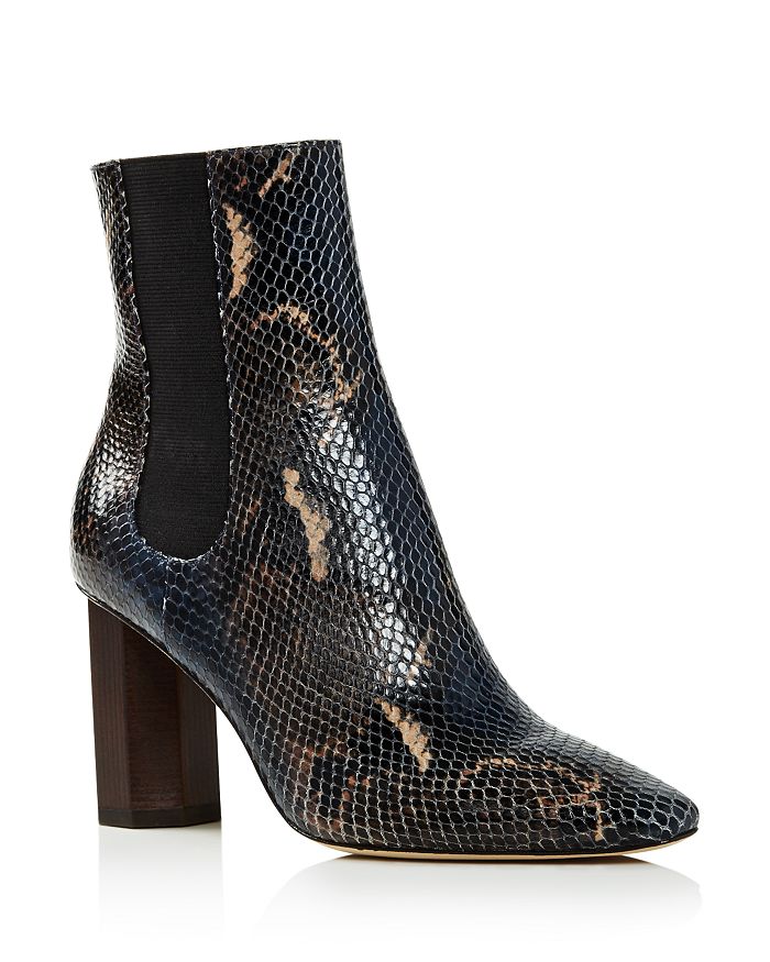 DONALD PLINER WOMEN'S LAILA ROUND TOE SNAKE-EMBOSSED LEATHER BOOTIES,LAILA-DN