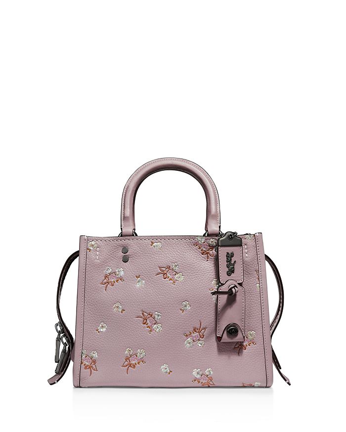 COACH Floral Bow Sequin Glovetanned Leather Rogue 25 Satchel