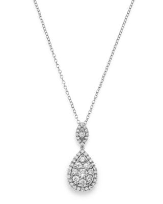 Bloomingdale's Fine Collection - Pav&eacute; Diamond Teardrop Pendant Necklace in 14K White Gold, 1.0 ct. t.w. - Exclusive