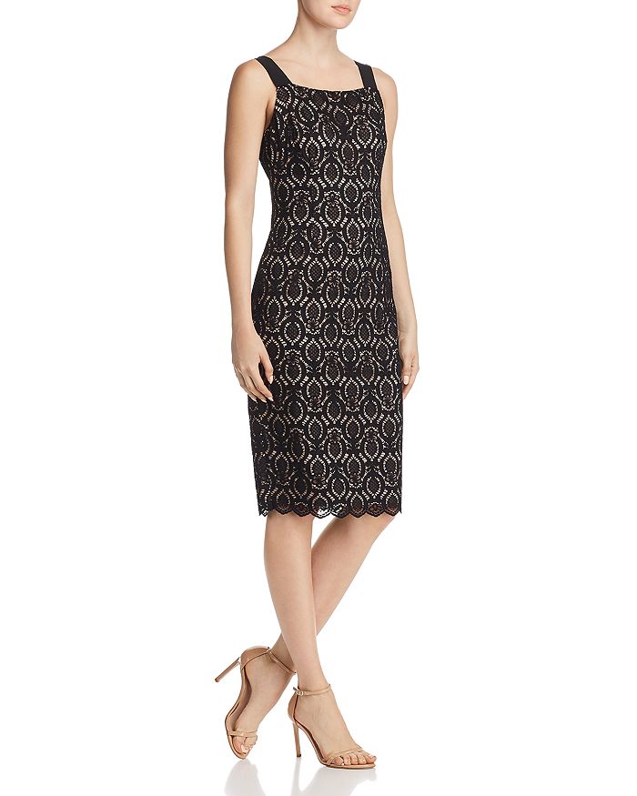 Adrianna Papell Jade Lace Dress In Black