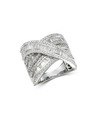 diamond crossover ring white gold