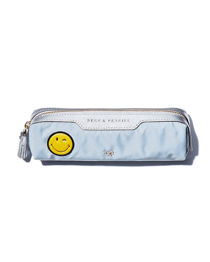 Anya Hindmarch Pens & Pencils Zip Pouch In Grey Gray/gold