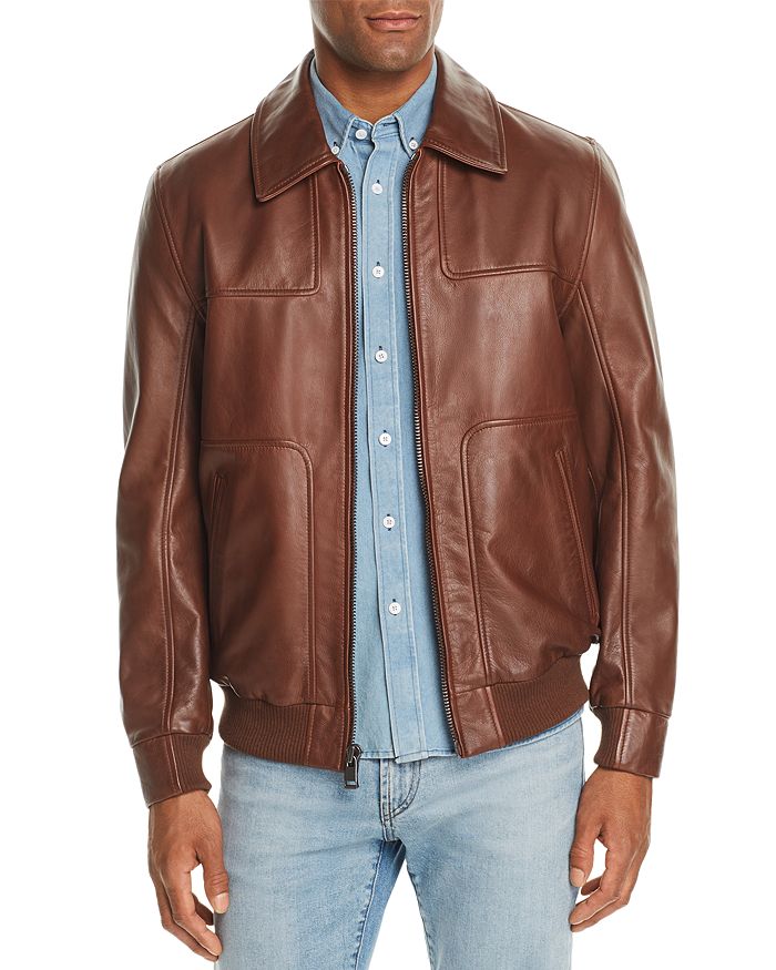 ANDREW MARC VAUGHN LEATHER BOMBER JACKET,AM8A1197