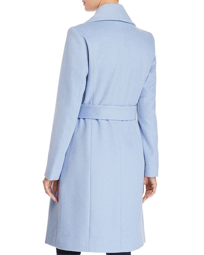 Cole Haan Petite Belted Wrap Coat In Ice Blue | ModeSens
