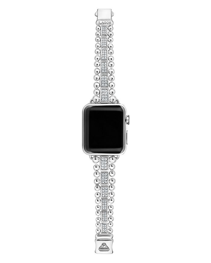 Lagos Smart Caviar Diamond Apple Watch Bracelet, 38-44mm In White/silver