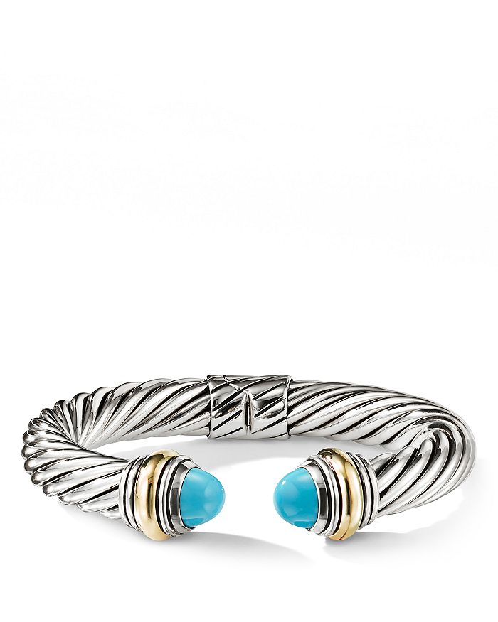 David Yurman Cable Classics Bracelet With 18k Gold, 10mm In Turquoise