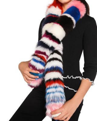 CHARLOTTE SIMONE フォックスファー マフラー Charlotte Simone Chunky Monkey Striped Fox-Fur Scarf | Bloomingdale's