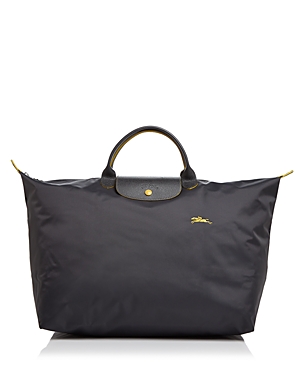 Longchamp Le Pliage Club Large Nylon Travel Bag In Gun Metal/nickel