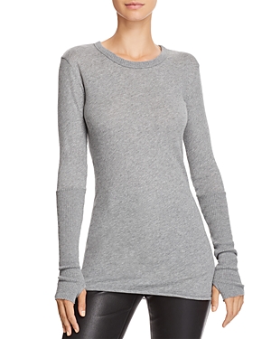 Enza Costa Thumbhole Detail Top In Light Heather Grey