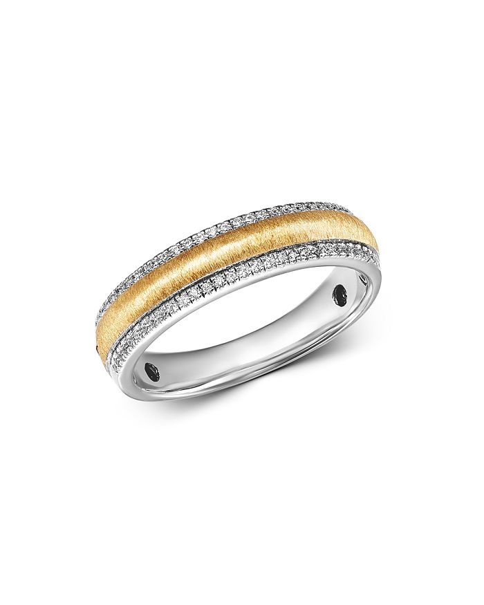 Bloomingdale's Diamond Men's Band Ring In 14k White Gold & 14k Yellow Gold, 0.25 Ct. T.w. - 100% Exclusive In White/multi