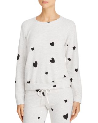 Monrow Heart Print Sweatshirt Bloomingdale s