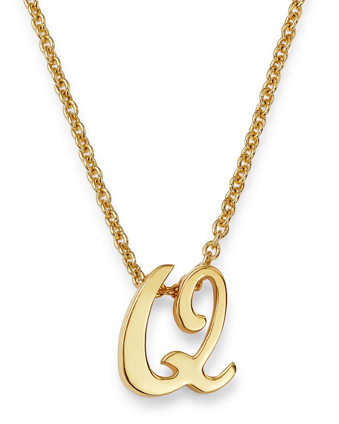 Roberto Coin 18k Yellow Gold Cursive Initial Necklace, 16 In Q/gold