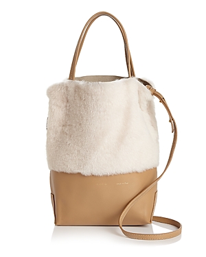 Alice.d Small Leather & Shearling Tote - 100% Exclusive In Camel/cream/gold