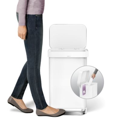 45 Liter Rectangular Liner Rim Kitchen Trash Can with Liner Pocket