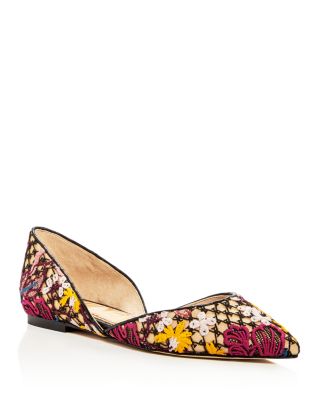 floral embroidered flats