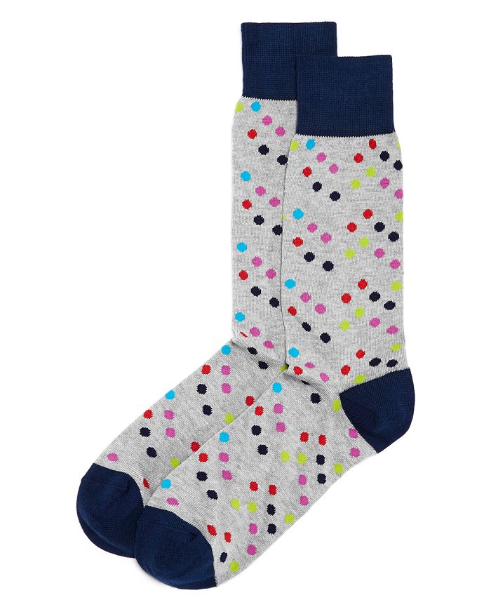 The Men's Store At Bloomingdale's Multi-dot Socks - 100% Exclusive In Light Gray