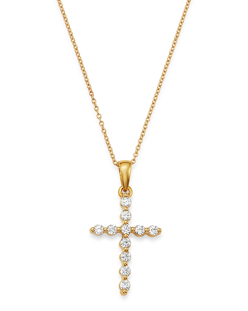 Bloomingdale's Fine Collection Diamond Cross Pendant Necklace in 14K Yellow Gold, 0.25 tcw