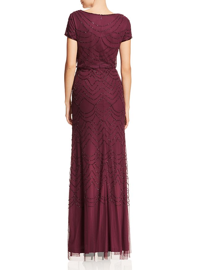 Adrianna Papell Beaded Blouson Gown In Cassis | ModeSens