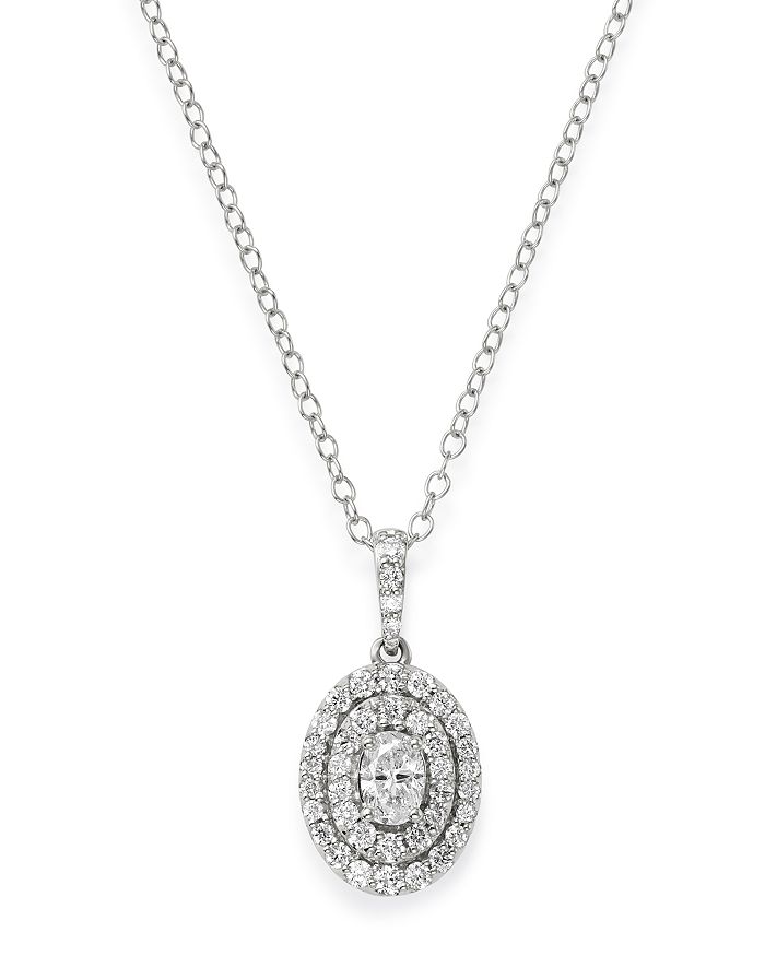 Bloomingdale's Diamond Oval Pendant Necklace In 14k White Gold, 0.50 Ct. T.w.