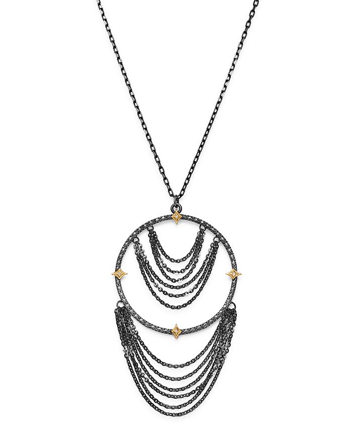 Armenta 18k Yellow Gold & Blackened Sterling Silver Old World Champagne Diamond Adjustable Chandelier Neckla In Gold/black