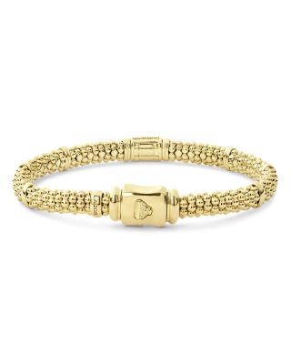 18K Yellow Gold Caviar Small Diamond Slim Station Bracelet