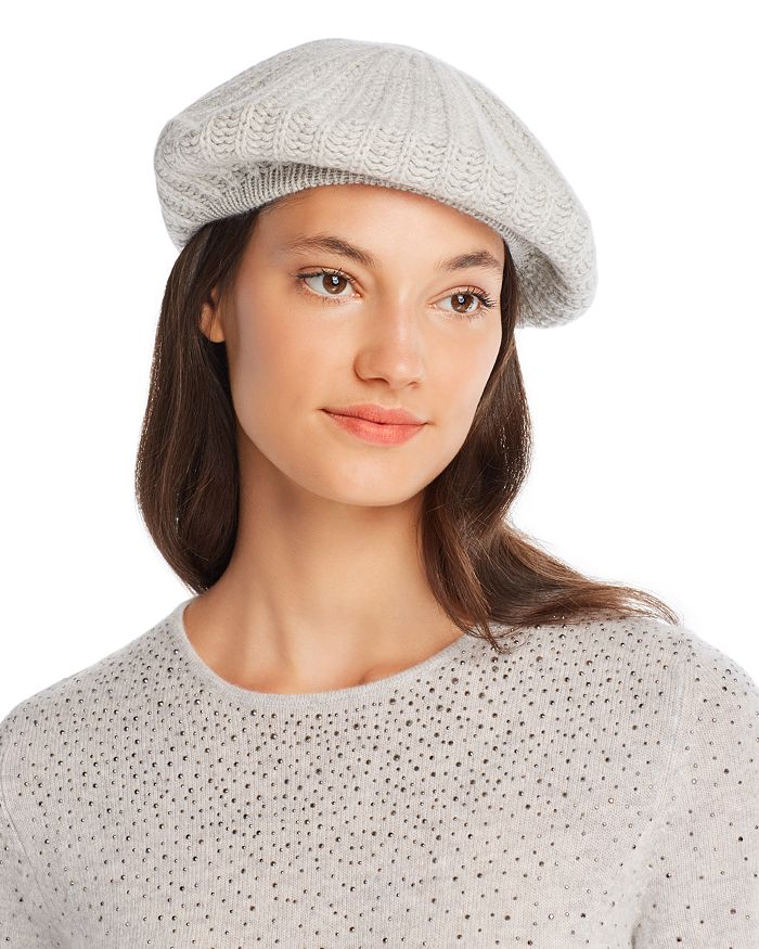 C By Bloomingdale's Rib-knit Cashmere Beret - 100% Exclusive In Gray